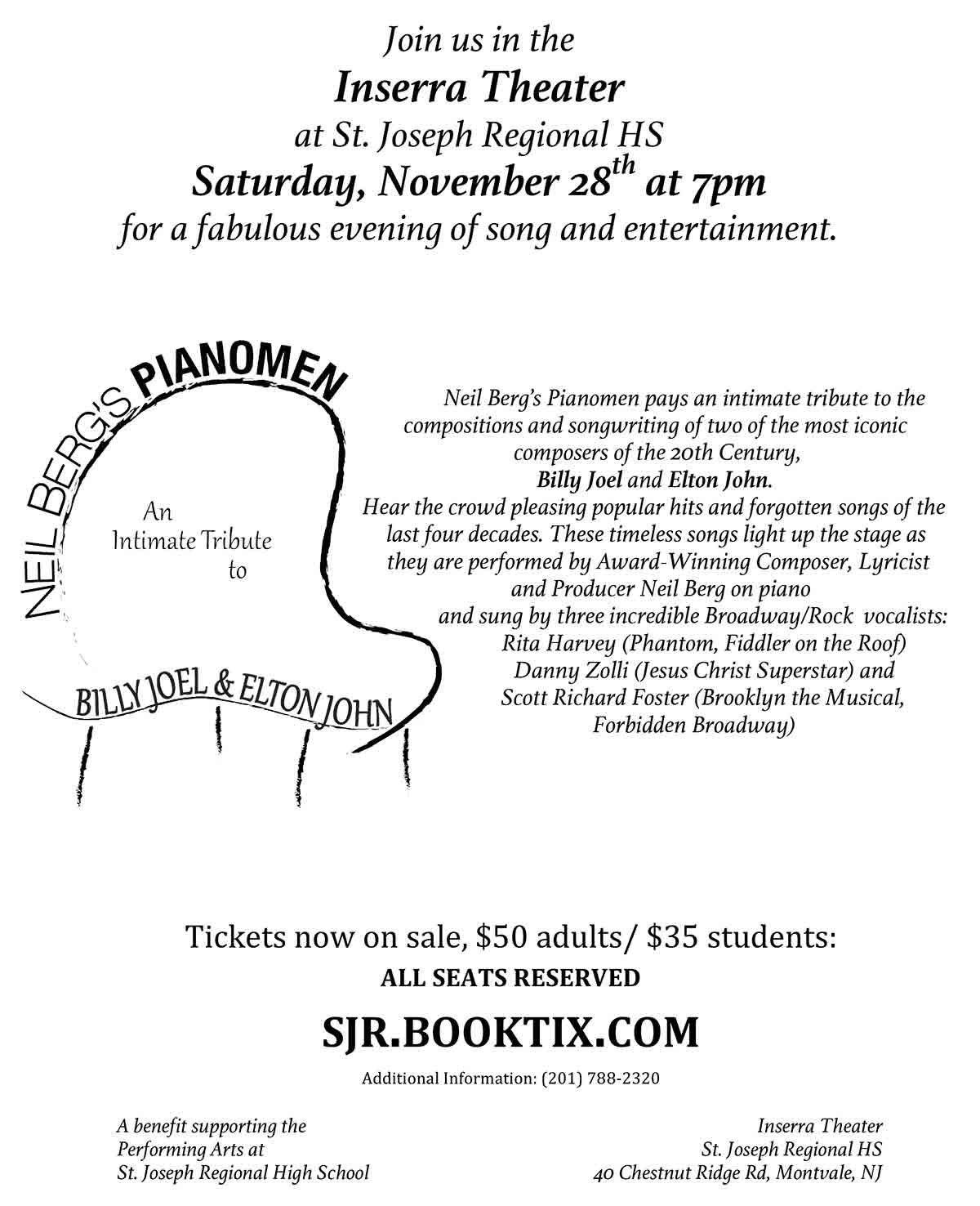 Neil Berg's Pianomen at the Inserra Theater - Saturday, November 28th