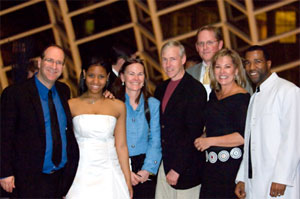 Neil Berg, Danielle Stephens (youth performer from Covenant House), Marty and Kevin Gorman, Sheila and John Wagner, Darnelll (former Covenant House resident)